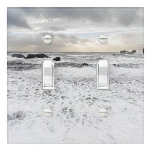Pale foamy ocean seascape Iceland Light Switch Cover