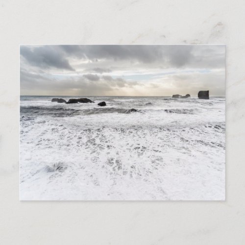 Pale foamy ocean seascape Iceland Postcard
