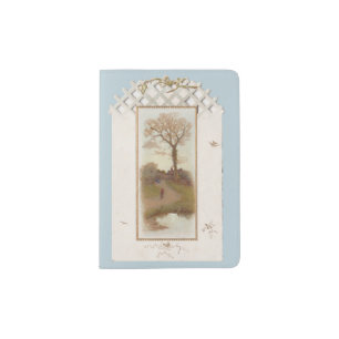 Pale Forget-Me-Not Vintage Lattice Passport Holder