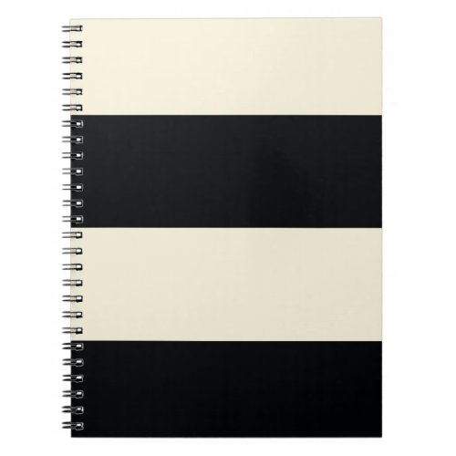 Pale Gold and Black Simple Extra Wide Stripes Notebook