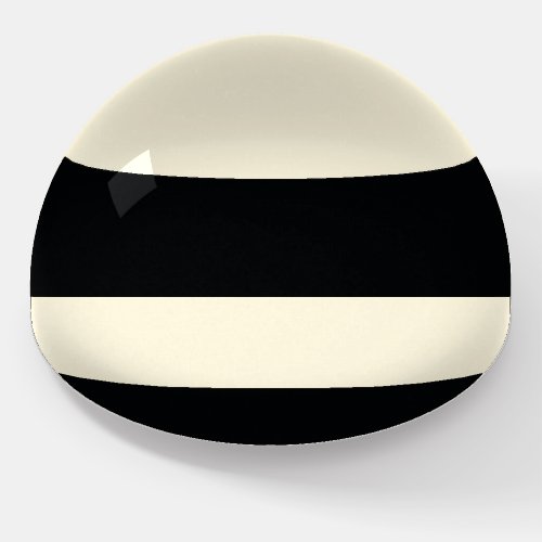 Pale Gold and Black Simple Extra Wide Stripes Paperweight