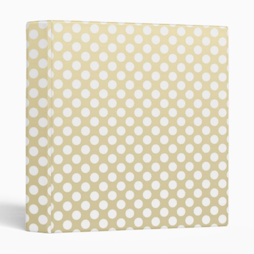Pale Gold and White Polka Dots 3 Ring Binder