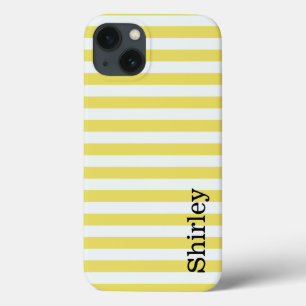 Pale Gold and White Stripes by Shirley Taylor iPhone 13 Case