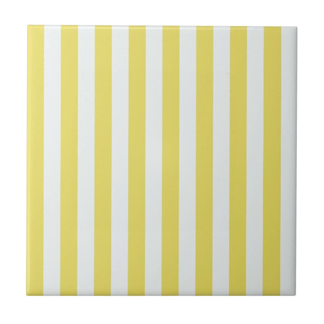 Pale Gold and White Stripes by Shirley Taylor Ceramic Tile (Front)