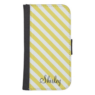 Pale Gold and White Stripes by Shirley Taylor Samsung S4 Wallet Case