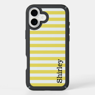 Pale Gold and White Stripes by Shirley Taylor iPhone 16 Plus Case