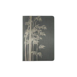 PALE GOLD CHARCOAL BLACK  LEATHER  BAMBOO MONOGRAM PASSPORT HOLDER