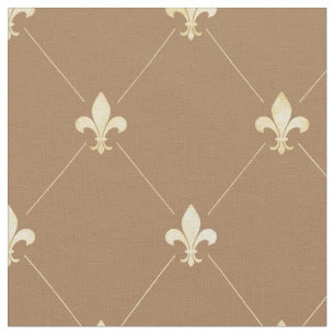 Pale Gold Fleur-de-Lis (medium scale) Brown Fabric