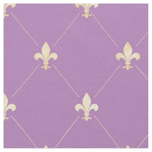 Pale Gold Fleur-de-Lis (medium scale) Lilac Fabric