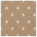 Pale Gold Fleur-de-Lis (small scale) Brown Fabric