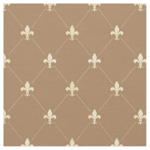 Pale Gold Fleur-de-Lis (small scale) Brown Fabric