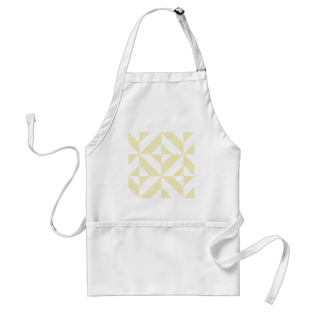 Pale Gold Geometric Deco Cube Pattern Adult Apron (Front)