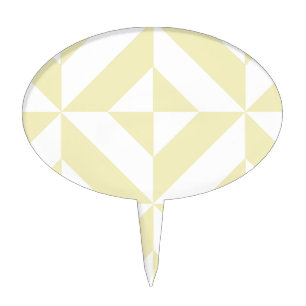 Pale Gold Geometric Deco Cube Pattern Cake Topper