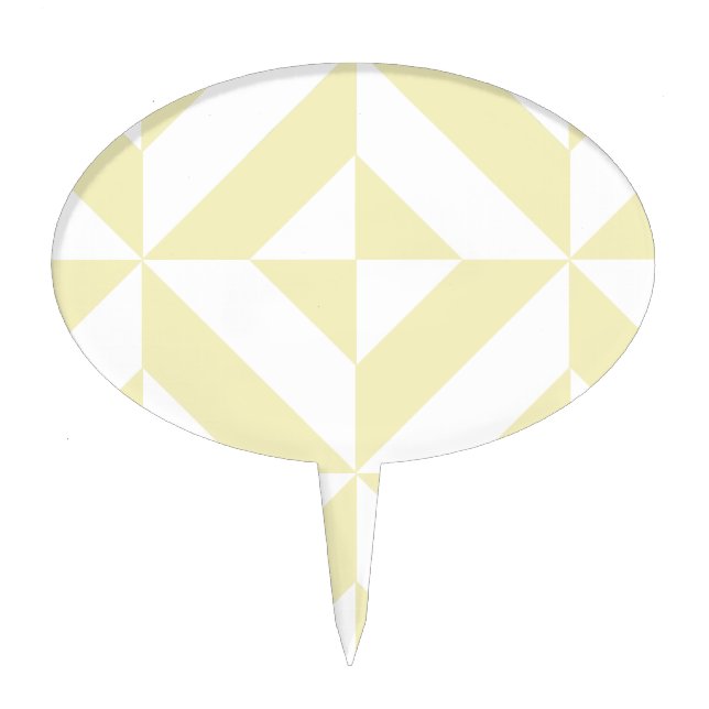 Pale Gold Geometric Deco Cube Pattern Cake Topper (Front)