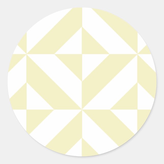 Pale Gold Geometric Deco Cube Pattern Classic Round Sticker (Front)