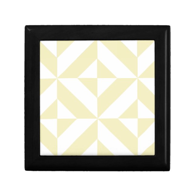 Pale Gold Geometric Deco Cube Pattern Gift Box (Front)