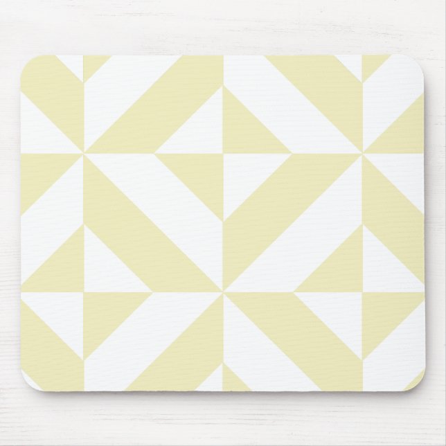 Pale Gold Geometric Deco Cube Pattern Mouse Pad (Front)