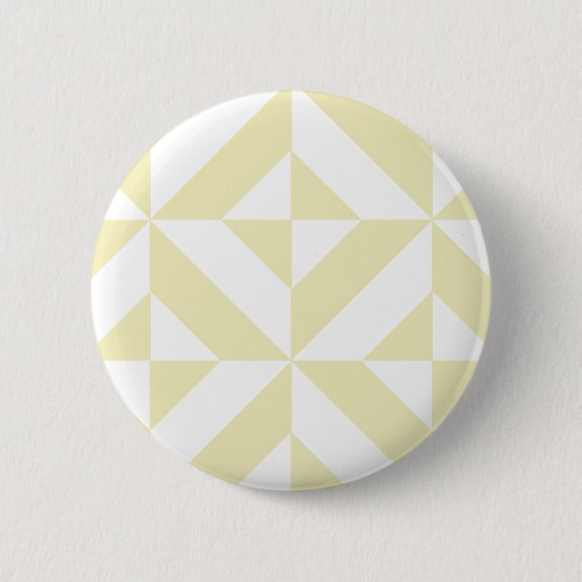Pale Gold Geometric Deco Cube Pattern Pinback Button (Front)