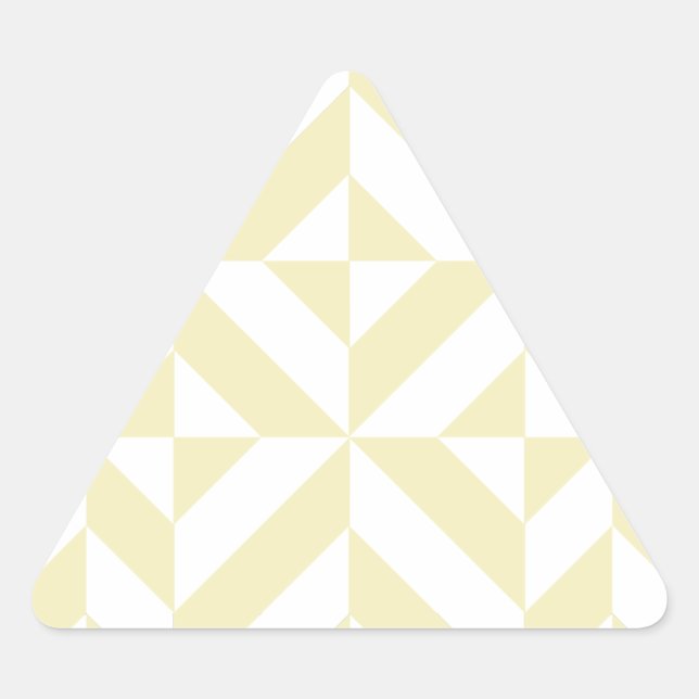 Pale Gold Geometric Deco Cube Pattern Triangle Sticker (Front)