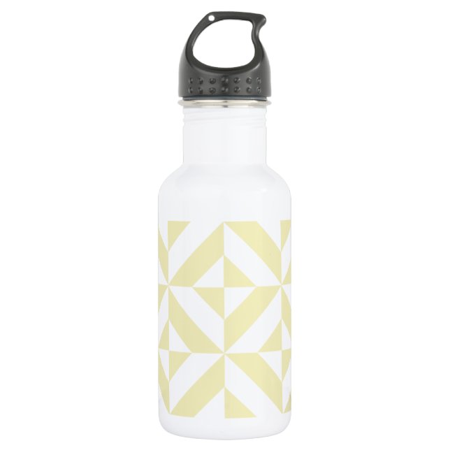 Pale Gold Geometric Deco Cube Pattern Water Bottle (Front)