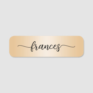 Pale Gold Gradient Handwritten Script Name Tag