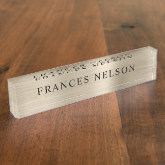 Pale Gold Metallic Look Stylish Serif Desk Name Plate