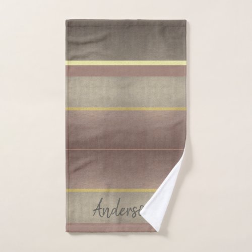 PALE GOLD MOUVE ROYAL VINTAGE STRIPS PERSONALISED HAND TOWEL 