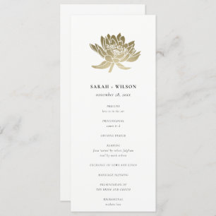 Pale Gold White Lotus Floral Wedding Program