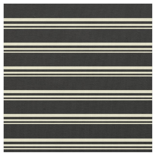 Pale Goldenrod and Black Lined Pattern Fabric (Close Up)