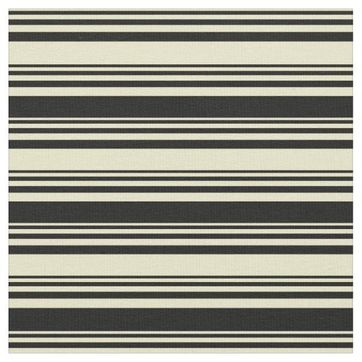 Pale Goldenrod and Black Lines/Stripes Pattern Fabric