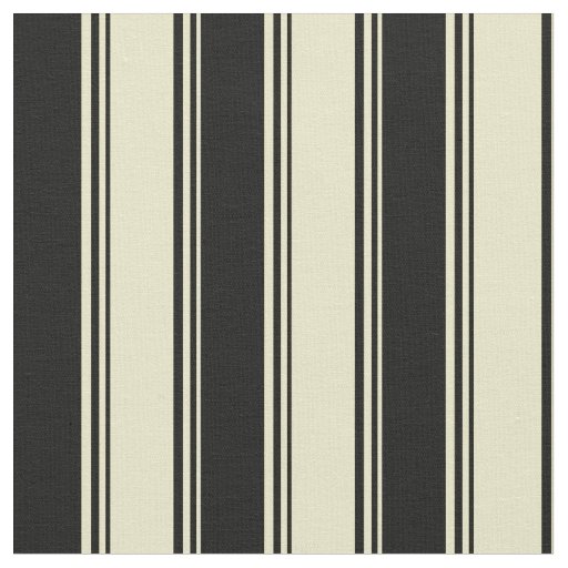 Pale Goldenrod and Black Stripes/Lines Pattern Fabric