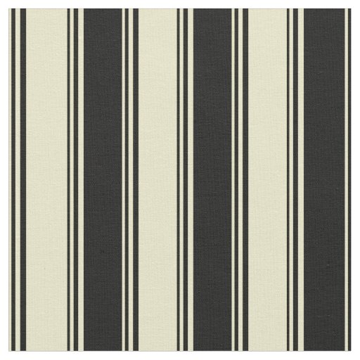 Pale Goldenrod and Black Stripes/Lines Pattern Fabric
