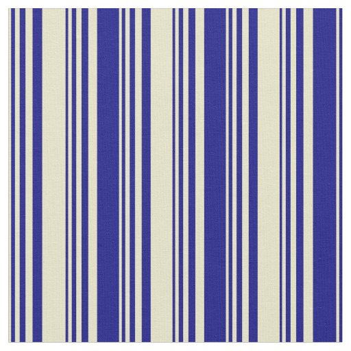 Pale Goldenrod and Blue Lines/Stripes Pattern Fabric