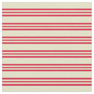 Pale Goldenrod and Crimson Colored Lines Fabric
