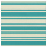 [ Thumbnail: Pale Goldenrod and Dark Cyan Colored Pattern Fabric ]