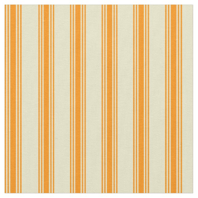 Pale Goldenrod and Dark Orange Lines Fabric (Close Up)