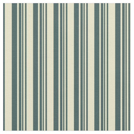 Pale Goldenrod and Dark Slate Gray Stripes Fabric