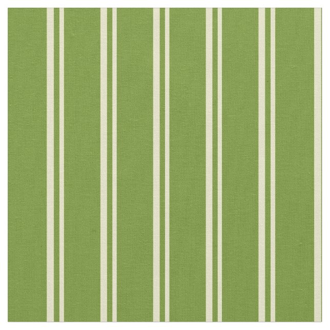 Pale Goldenrod and Green Lines Pattern Fabric (Close Up)