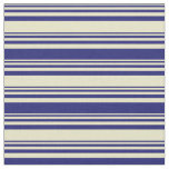 Pale Goldenrod and Midnight Blue Lines Pattern Fabric