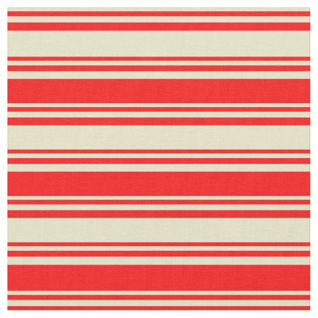 Pale Goldenrod and Red Colored Stripes Fabric (Close Up)