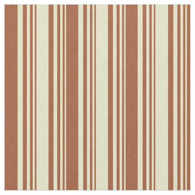 Pale Goldenrod and Sienna Lines Fabric (Close Up)