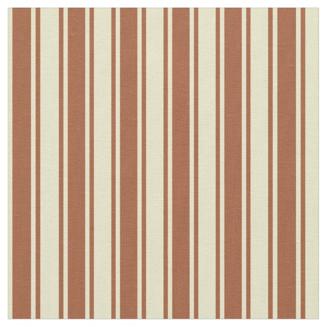 Pale Goldenrod and Sienna Lines/Stripes Pattern Fabric (Close Up)