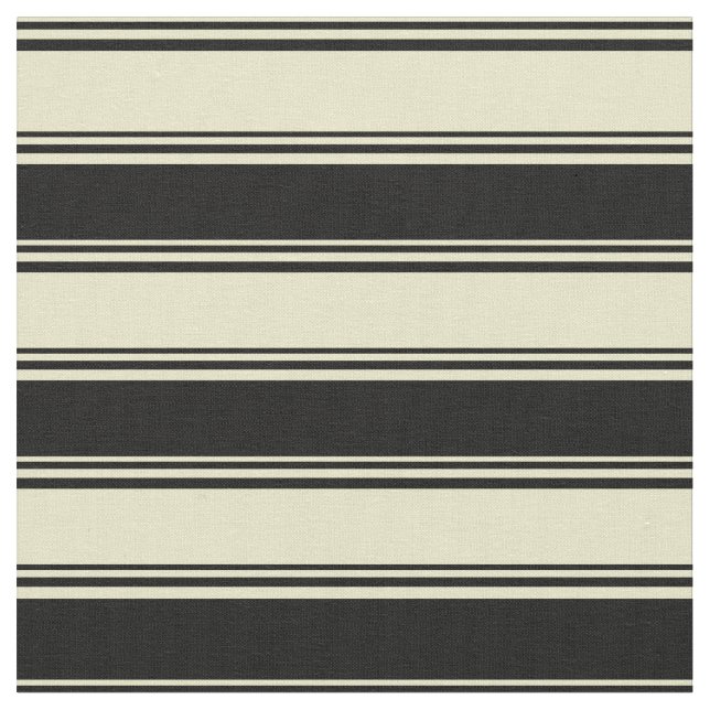 Pale Goldenrod & Black Colored Lines Fabric (Close Up)