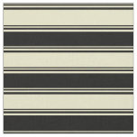 [ Thumbnail: Pale Goldenrod & Black Colored Stripes Fabric ]