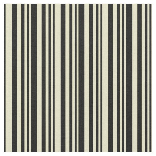 Pale Goldenrod & Black Stripes Pattern Fabric