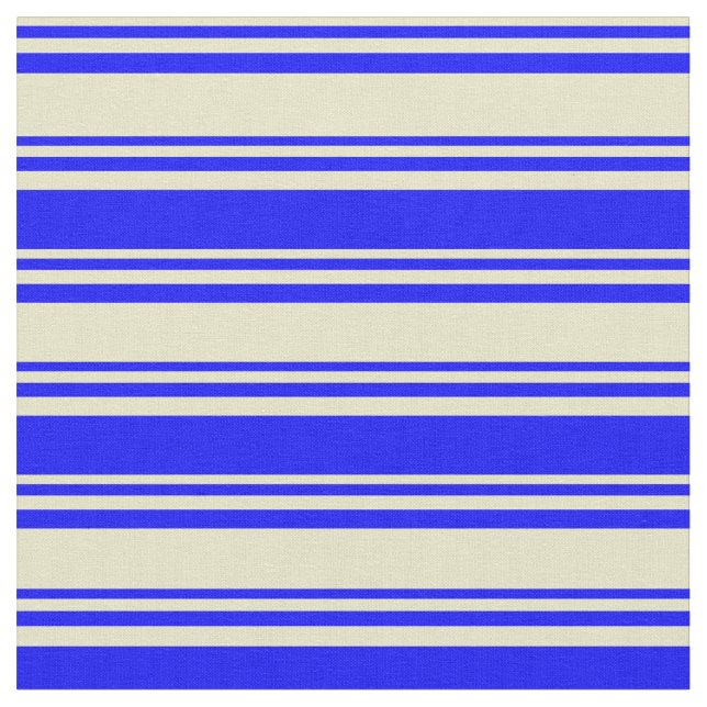 Pale Goldenrod & Blue Colored Stripes Fabric (Close Up)