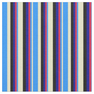 Pale Goldenrod, Blue, Crimson, Dark Blue & Black Fabric