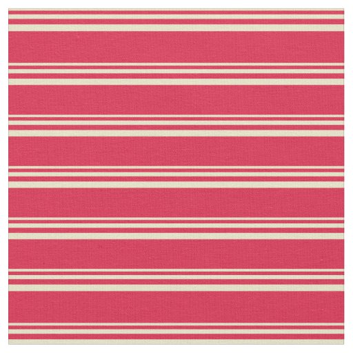 Pale Goldenrod & Crimson Stripes/Lines Pattern Fabric