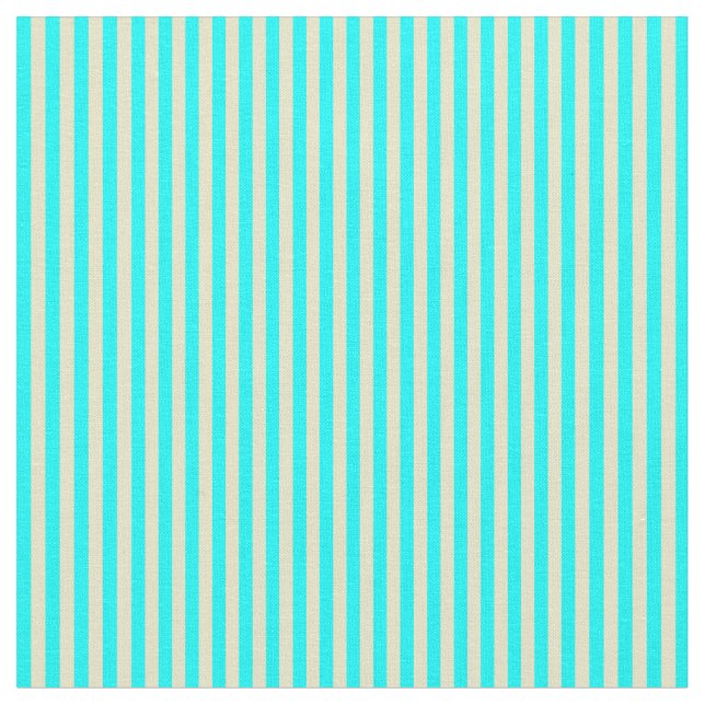 Pale Goldenrod & Cyan Colored Lined Pattern Fabric (Close Up)