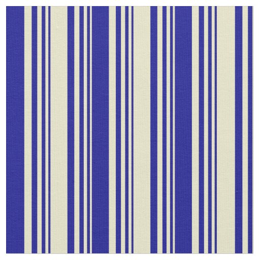 Pale Goldenrod & Dark Blue Colored Stripes Fabric